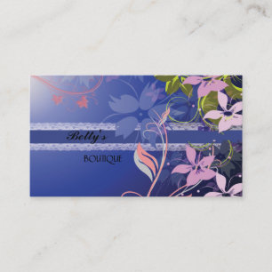 Cartão de visita de rendas azuis