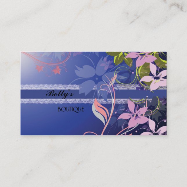 Cartão de visita de rendas azuis (Frente)