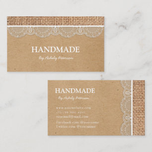 cartão de visita de rendas - papel kraft branco