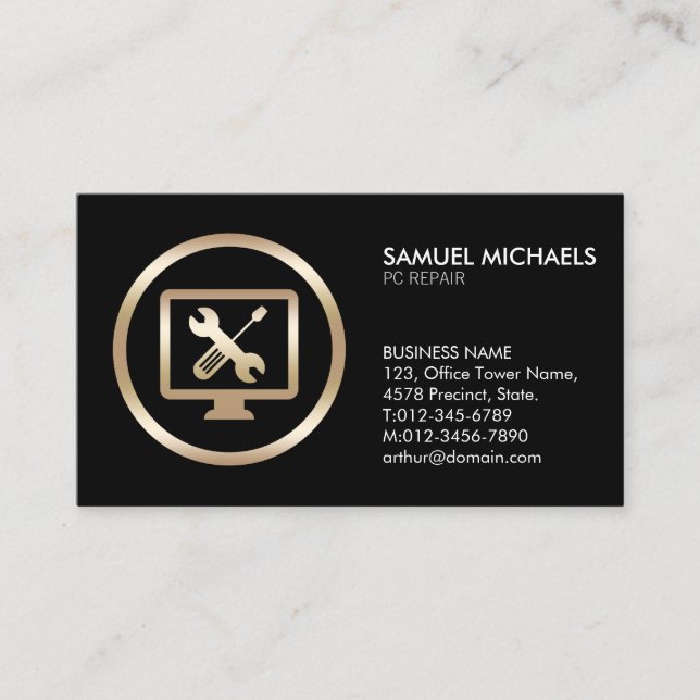 Cartão de Visita de Reparação de PC Ícone de Ferra (Frente)