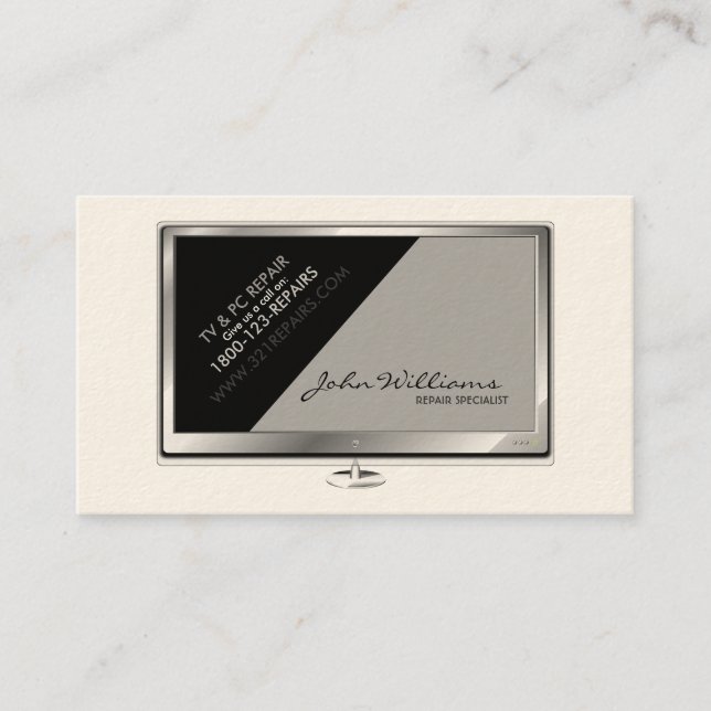 CARTÃO DE VISITA de Reparo de TV e PC (Frente)