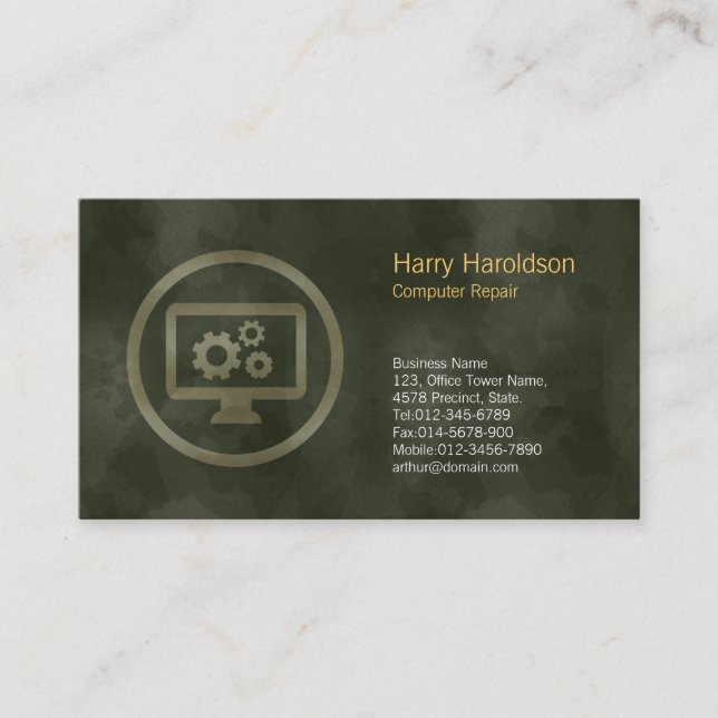 Cartão de visita de Reparo do Computador com Ícone (Frente)