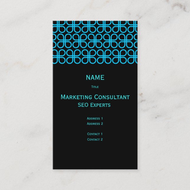 Cartão de visita de Retro Preto e Aqua (Frente)
