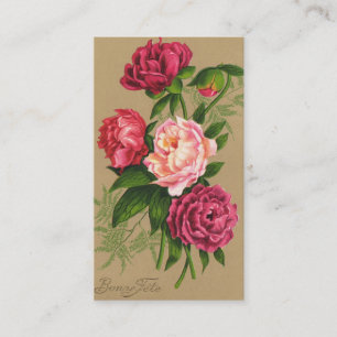 Cartão de visita de Rosas Vintage, Vermelhas e Ro