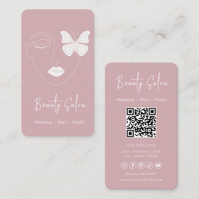 Cartão de visita de Salão de Beleza Profissional M (Frente/Verso)