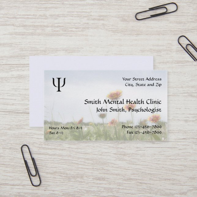 Cartão de visita de Saúde Mental do Psiquiatra (Frente/Verso In Situ)