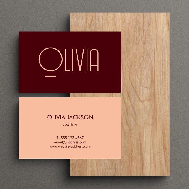 Cartão de visita de Script Único de Vermelho Chic  (Criador carregado)