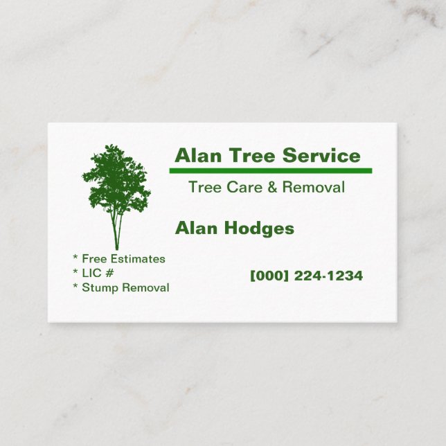 Cartão de visita de Serviço de Árvore (Frente)