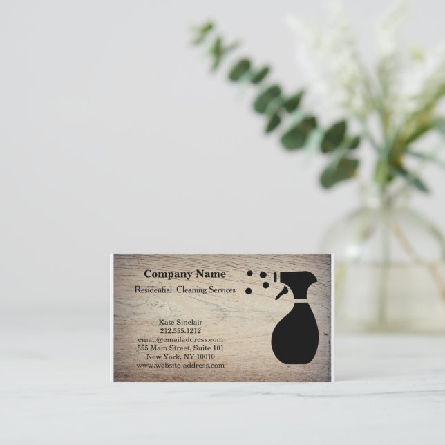 Cartão de visita de Serviço de Limpeza Profissiona (Em pé/Frente)