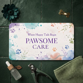 Cartão de Visita de Serviço de Pet Colorido Aquare