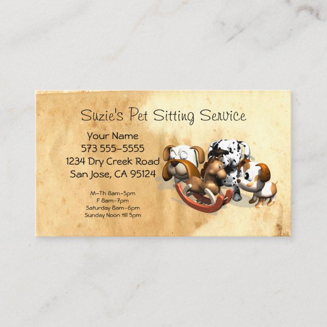 Cartão de Visita de Serviço de Pet Sitter (Frente)