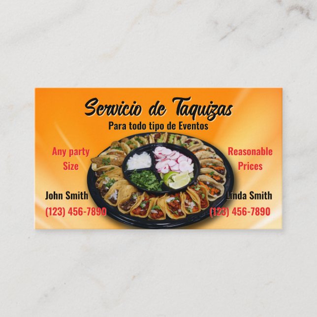 Cartão de visita de serviço Taco (Frente)
