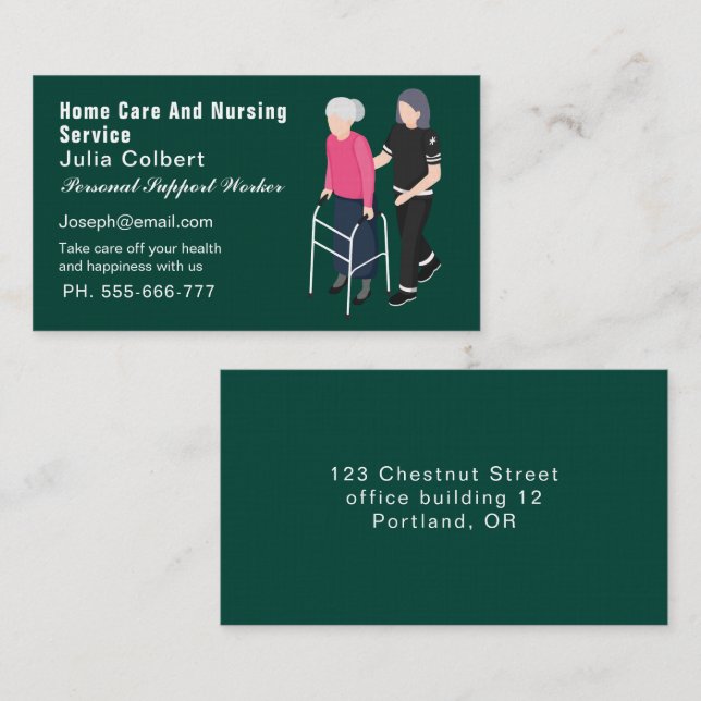 Cartão de visita de serviços de assistência domést (Frente/Verso)