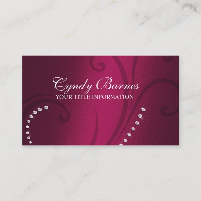 Cartão de visita de Shimmer e Cristais Rosa Magent (Frente)