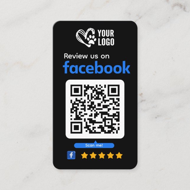 Cartão de visita de Solicitação de Revisão do Pet  (Frente)