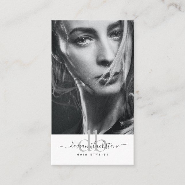 Cartão de visita de Stylist para o Cabelo de Foto  (Frente)