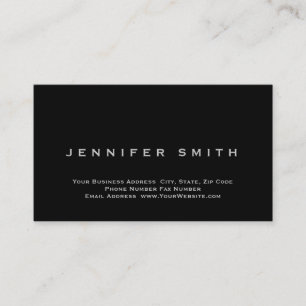 Cartão de visita de tamanho simples preto