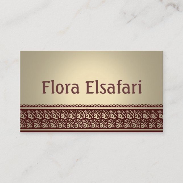 Cartão de visita de Tan Mehindi (Frente)