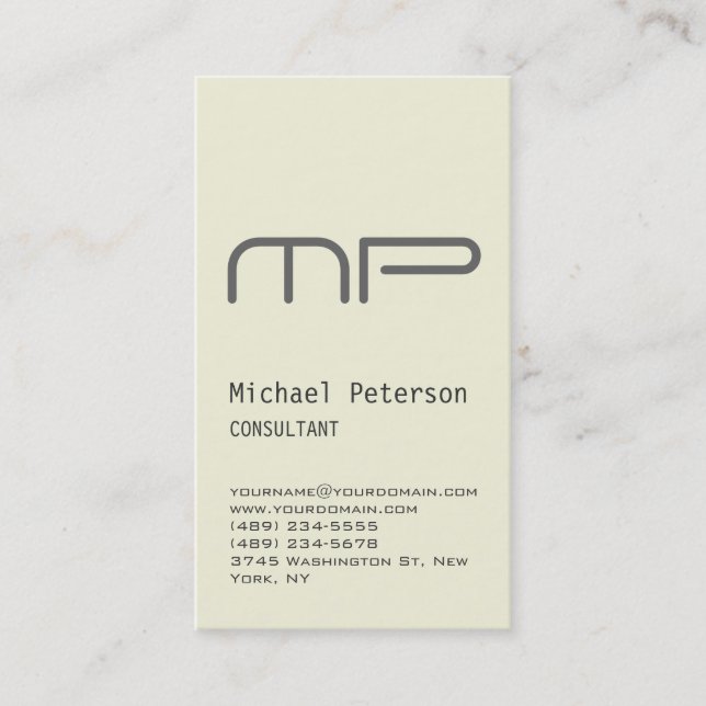 Cartão de visita de Tendência de Monograma de Cinz (Frente)