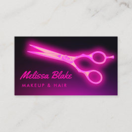 cartão de visita de tesoura cor-de-rosa neon