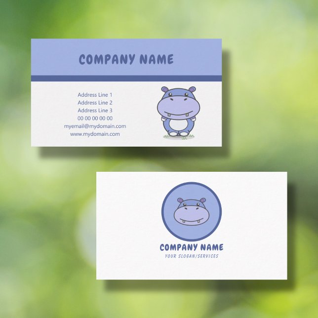Cartão de visita de Toon Cute Hippo (Cute Hippo Business Card)