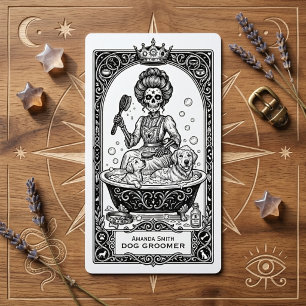 Cartão de Visita de Tosador de Cães Tarot Místico 