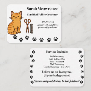 Cartão de Visita de Tosador de Gatos Personalizado