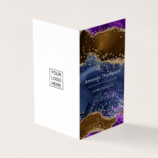 Cartão de visita de Traços de Pincel Negro e Neon (Exterior)