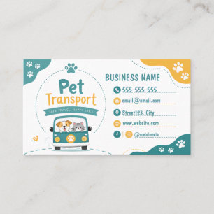 Cartão de visita de transporte de animais de estim