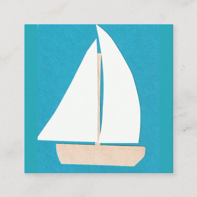 Cartão de visita de turquesa com veleiro (Frente)