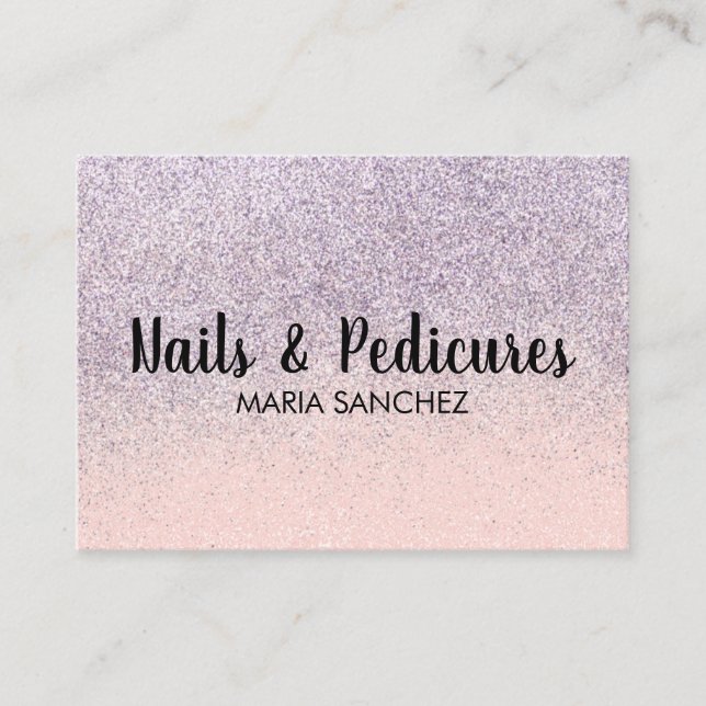 Cartão de Visita de Unhas com Brilho Falso Rosa Om (Frente)