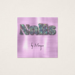 Cartão de visita de Unhas Holográfico de Ouros Fau