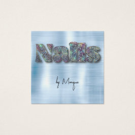 Cartão de visita de Unhas Holográfico de Ouros Fau