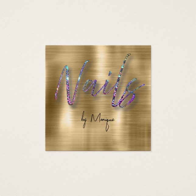Cartão de visita de Unhas Holográfico de Ouros Fau (Frente)