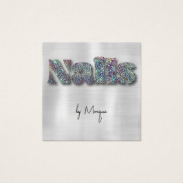 Cartão de visita de Unhas Holográfico de Ouros Fau