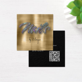 Cartão de visita de Unhas Holográfico de Ouros Fau