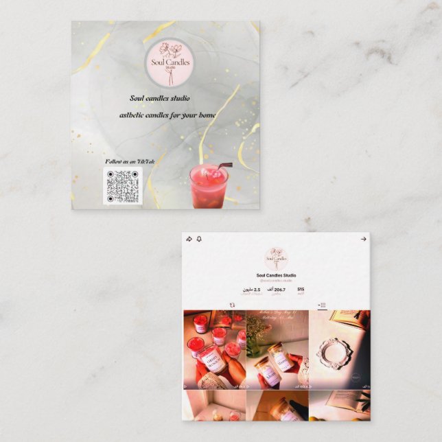 Cartão de visita de Vela Elegante | Soul Candles S (Frente/Verso)