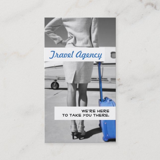 Cartão de visita de Viagem Azul Moderno (Frente)