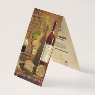cartão de visita de vinho e de queijo dobrados
