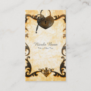 Cartão de visita de Vintagem de Chave e Bloqueio d