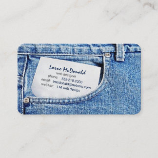 cartão de visita de web designer de jeans azuis