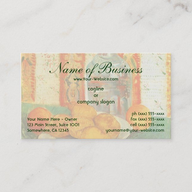 Cartão De Visita Decanter e Limões na Chata; Vincent van Gogh (Frente)