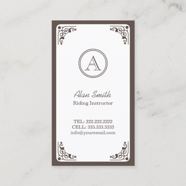 Cartão De Visita Deco Clássico Equestre  (Frente)