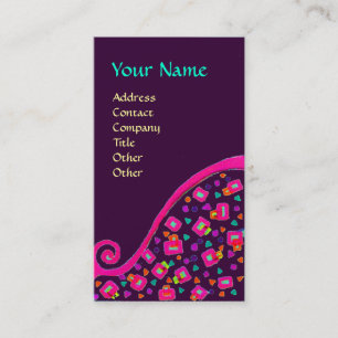 Cartão De Visita DECO MONOGRAM, Fúcsia Rosa Púrpura