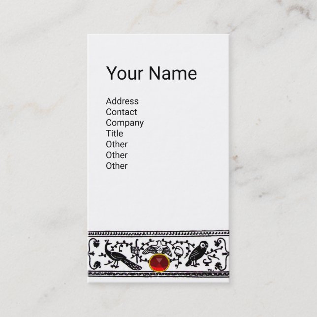 Cartão De Visita DECOR ANTÍQUICO, ANIMAIS, RUBIA VERMELHA, Branco,  (Frente)