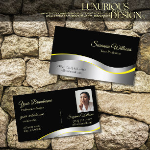 Cartão De Visita Decor de Prata Negra Elegance com Photo Noble