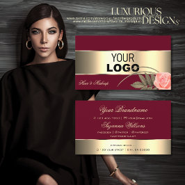 Cartão De Visita Decor Dourado brilhante e ventoinha Rosa de corte 