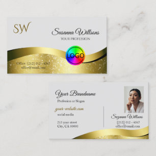 Cartão De Visita Decor Dourado ondulado sobre o logotipo da Cinza c