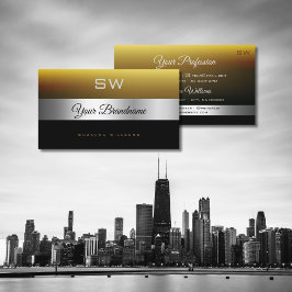 Cartão De Visita Decor e Monograma Preto Caramelo Moderno