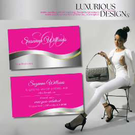 Cartão De Visita Decor Prateado Cinzento Cinzento Rosa Quente com C